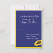 Collectie van koninklijk blauw en geel zonnebloeme RSVP kaartje (Achterkant)