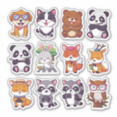 Collectie van leuke en leuke dieren sticker (Voorkant)