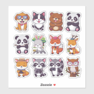 Collectie van leuke en leuke dieren sticker