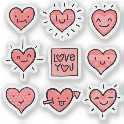 Collectie van Liefde Hart Stickers (Voorkant)