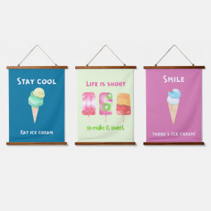 Collectie van Motivatie Ice Cream Quotes Hangend Wandkleed