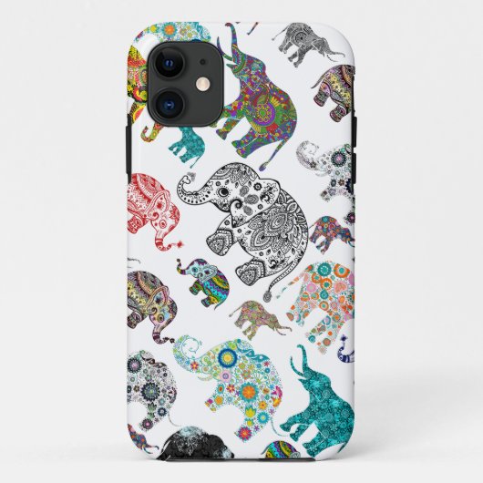 Collectie van olifant in een willekeurig patroon Case-Mate iPhone case (Achterkant)