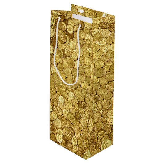 Collectie van oude goudmunten wijn cadeautas (Voorkant Gekanteld)