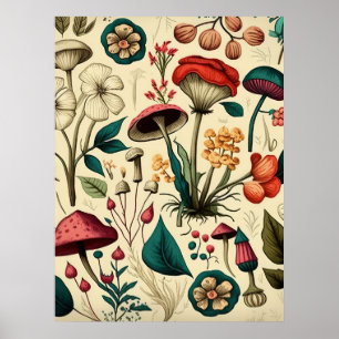 Collectie van paddenstoelen Planten Poster