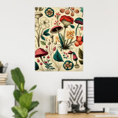Collectie van paddenstoelen Planten Poster (Thuiskantoor)