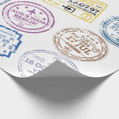 Collectie van paspoortzegels, geïsoleerd op wit. V Cadeaupapier (Hoek)