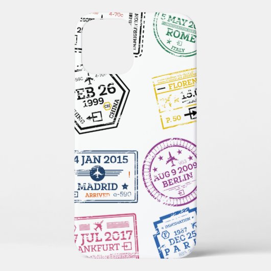 Collectie van paspoortzegels, geïsoleerd op wit. V Case-Mate iPhone Case (Achterkant)