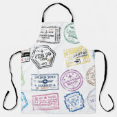 Collectie van paspoortzegels, geïsoleerd op wit. V Schort (Voorkant)