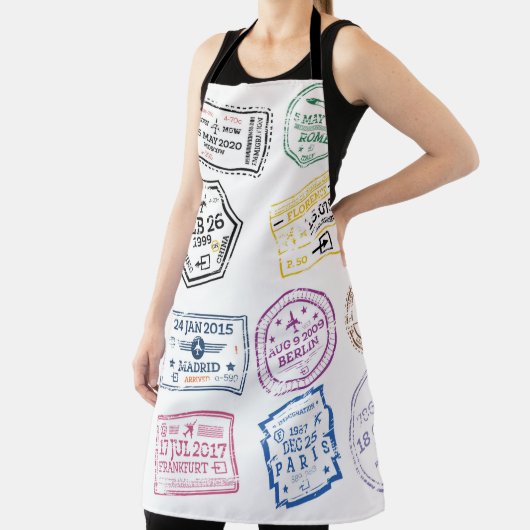 Collectie van paspoortzegels, geïsoleerd op wit. V Schort (Insitu)