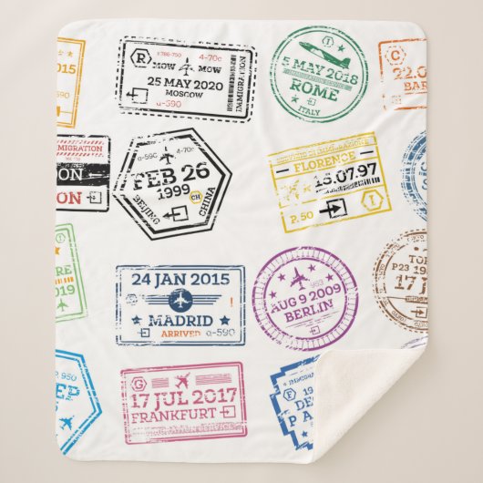 Collectie van paspoortzegels, geïsoleerd op wit. V Sherpa Deken (Voorkant)