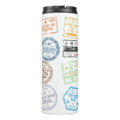 Collectie van paspoortzegels, geïsoleerd op wit. V Thermosbeker (Achterkant)