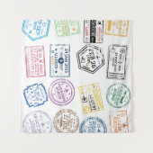 Collectie van paspoortzegels, geïsoleerd op wit. V Wandkleed (Voorkant (horizontaal))