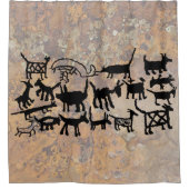 collectie van petroglyph, honden en coyotes douchegordijn (Voorkant)