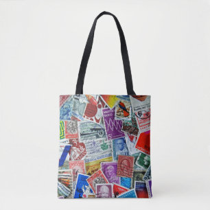 collectie van postzegel tote bag