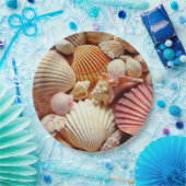 Collectie van schelpen Scallops Clams en Conch Papieren Bordje (Feest)