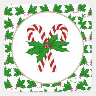 Collectie van snoepsuikerriet vierkante sticker