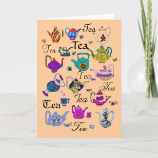Collectie van  theepotten (leeg binnenin) kaart