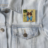 Collectie van vlinder vierkante button 5,1 cm (In situ)