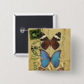 Collectie van vlinder vierkante button 5,1 cm (Voorkant /achterkant)
