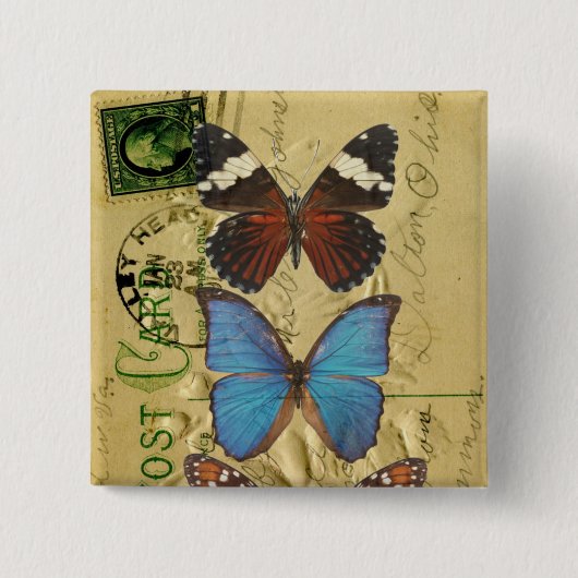 Collectie van vlinder vierkante button 5,1 cm (Voorkant)
