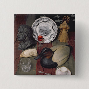 Collectie van voorwerpen, met inbegrip van een bek vierkante button 5,1 cm