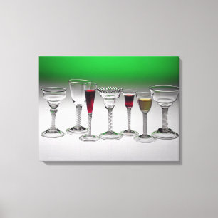 Collectie van wijnglazen met dragerstjes canvas afdruk