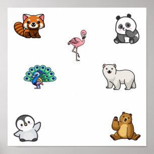 Collectie van wilde dieren poster