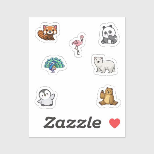 Collectie van wilde dieren sticker (Vel)