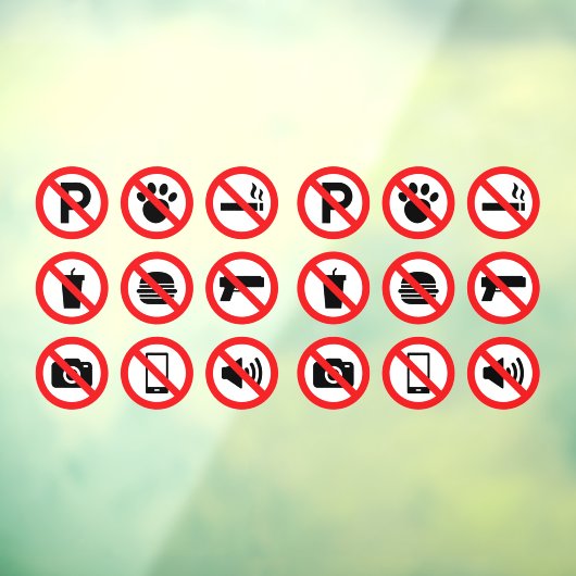 Collectie van Winkelverbod Voordeur van hulpprogra Raamsticker (Vel 3)