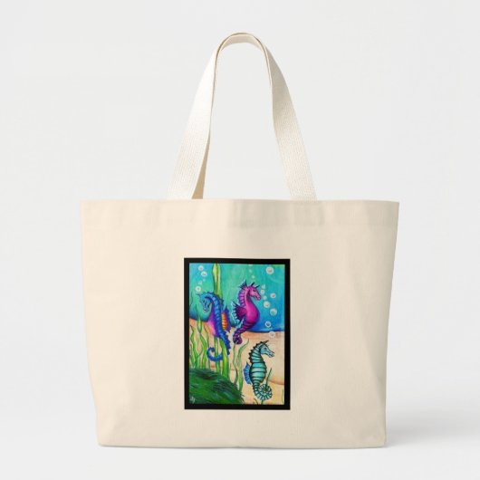 Collectie van zee paarden grote tote bag (Voorkant)