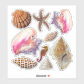 Collectie van zeeschelpen sticker (Vel)