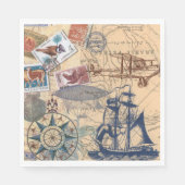 Collectie van zegels, zeilboot, papier Servet (Voorkant)