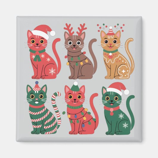collectie van zes katten magneet (Voorkant)