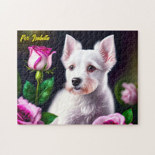 Collectie van zoete honden en Rozen Legpuzzel (Horizontaal)