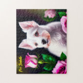 Collectie van zoete honden en Rozen Legpuzzel (Verticaal)
