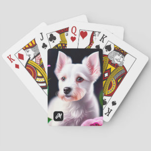 Collectie van zoete honden en Rozen Pokerkaarten