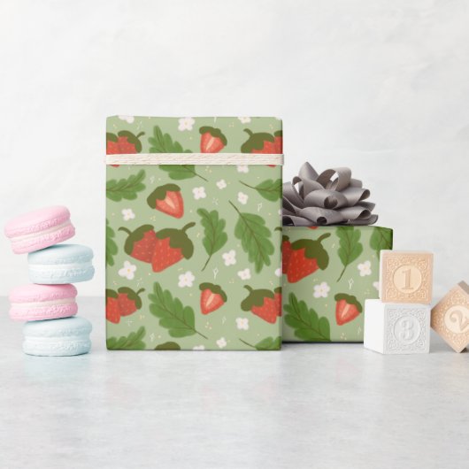 Collectie voor het mandje voor fruit - aardbeien cadeaupapier (Baby Shower)