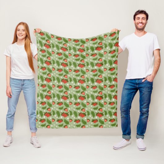 Collectie voor het mandje voor fruit - aardbeien fleece deken (In situ)