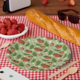 Collectie voor het mandje voor fruit - aardbeien papieren bordje