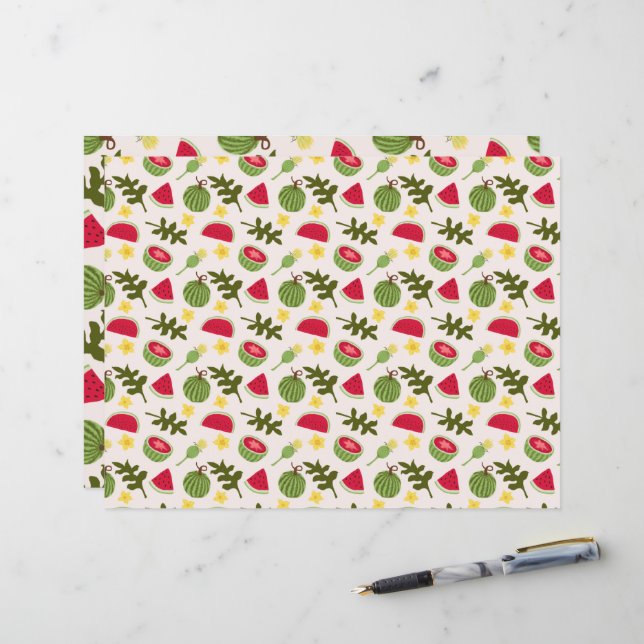 Collectie voor het mandje voor fruit - Watermeloen (Voorkant / Achterkant in situ)