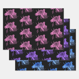 Collectie voor kleurrijke haarpieklijst inpakpapier vel