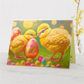 collectie voor paaskippen en eieren kaart (Gele Bloem)