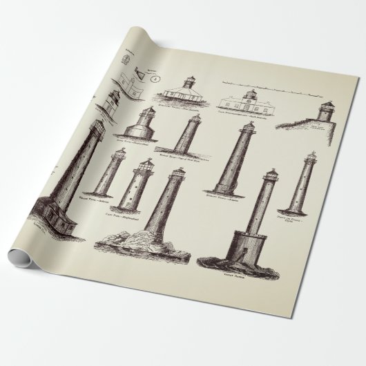  Collectie vuurtoren Cadeaupapier (Uitgerold)