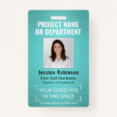 Collectief Logo ID QR Barcode Blauwgroen geborstel Badge (Voorkant)