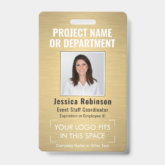 Collectief Logo ID QR Barcode geborsteld goud Badge (Front)