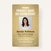 Collectief Logo ID QR Barcode geborsteld goud Badge (Voorkant)