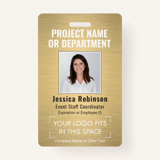 Collectief Logo ID QR Barcode geborsteld goud Badge (Voorkant)