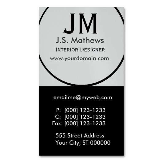 Collectief zwart monogram voor Cool Interior Desig Visitekaartje Magneet (Voorkant Verticaal)