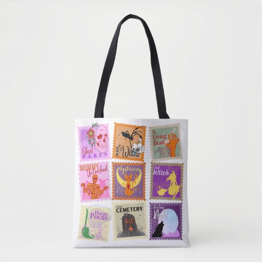 Collecties met gekleurde halloween stempel tote bag (Voorkant)