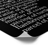 Collectieve Nouns of Birds Black and White Poster (Hoek)